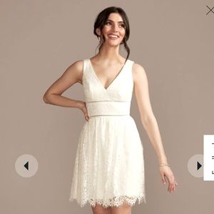 David’s Bridal White Laced Dress.